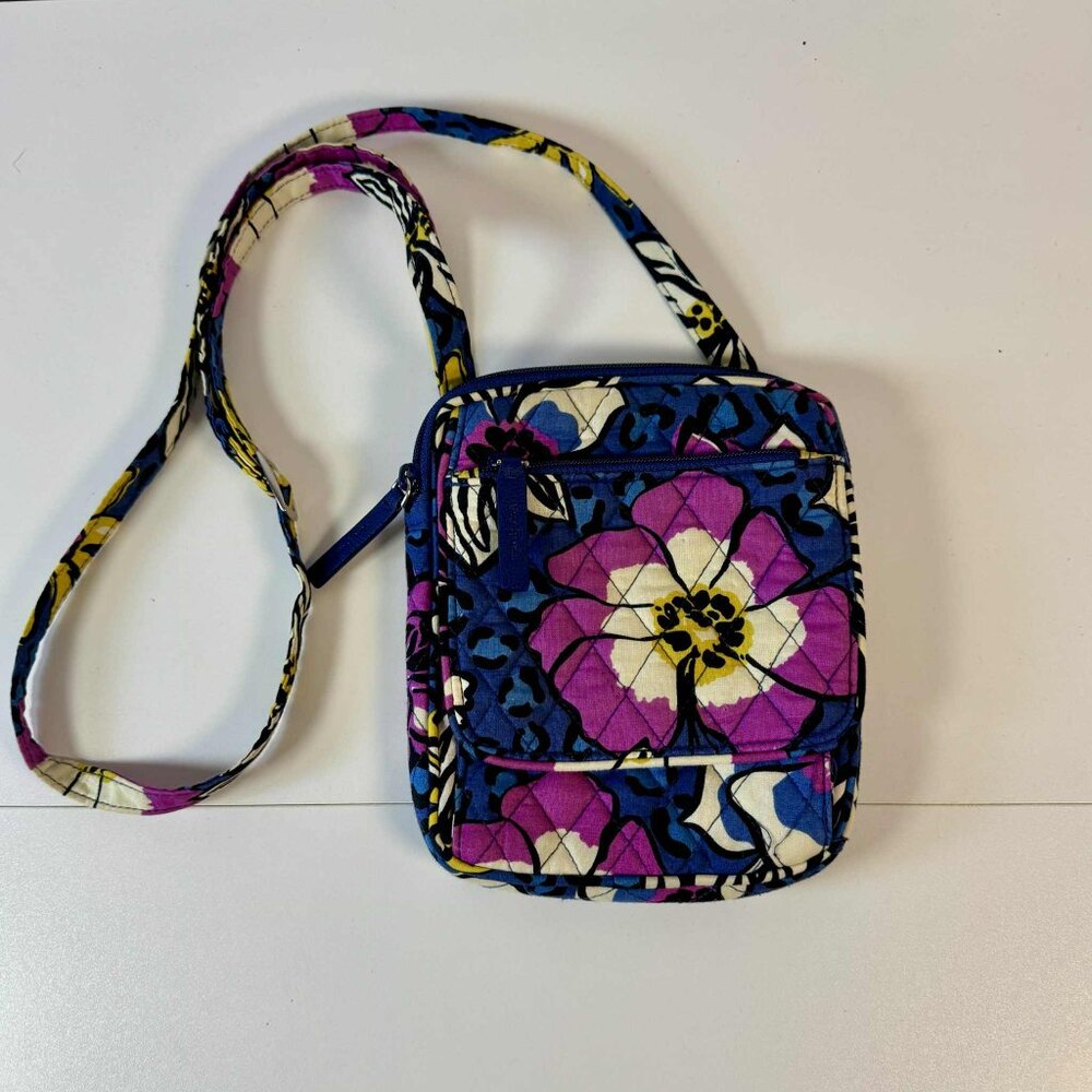 VERA BRADLEY African Violet Floral/Leopard Print Quilted Crossbody Bag